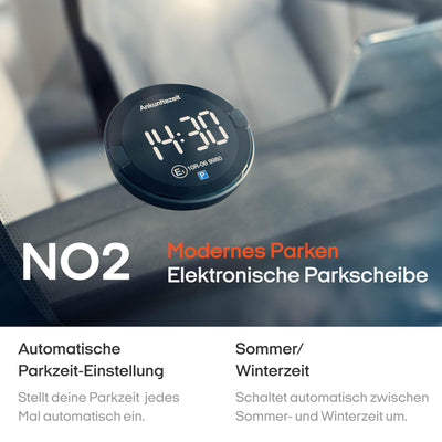 OOONO P-DISC NO2 - Elektronische Parkscheibe mit Zulassung fürs Auto - Automatische Digitale Parkscheibe Elektrisch mit Zulassung vom KBA nach StVO - Elektrische Parkuhr Auto zugelassen