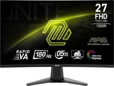 MSI MAG 27C6F 27 Zoll FHD Curved Gaming Monitor - 1500R 1920 x 1080 Rapid VA Panel, 180 Hz / 1ms (GtG), Adaptive-Sync - DP 1.2a, HDMI™ CEC