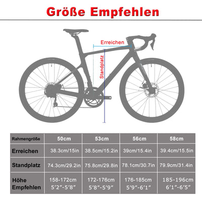 KABON Rennrad Carbon, Rennrad Herren 700c Rahmen,Gabel und Sattelstütze Lenker mit Shimano 105 R7000 22 Gänge Fahrrad Carbon rennrad für Herren Damen (Grau, 50cm)