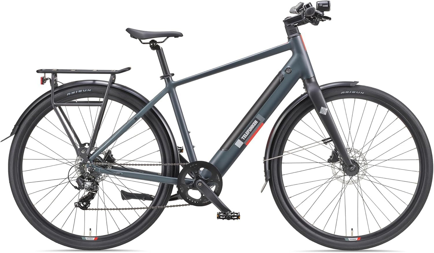 TELEFUNKEN E-Bike 28 Zoll Fahrrad für Damen & Herren | Pedelec Urban Citybike 7-Gang Kettenschaltung | Hydr. Scheibenbremsen | inkl. Panzerschloss | Elektrofahrrad 250 W Heckmotor | 417 Wh Li-Ion-Akku