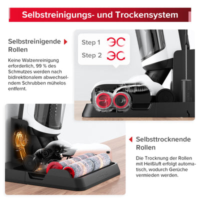roborock Dyad Pro Nass Trockensauger Kabelloser Staubsauger 17000pa Automatische Trocknung & Selbstreinigend Wischsauger mit APP-Steuerung, Doppelte Wassertanks für Harte Böden