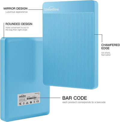 UnionSine Externe Festplatte 500GB ultradünn tragbar 2,5 Zoll USB 3.0, SATA, Festplattenspeicher für PC, Mac, Desktop-Computer, Laptop, Wii U, Xbox, PS4 (Blau) HD2510