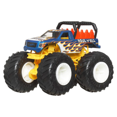 Hot Wheels Monster Trucks im Maßstab 1:64, Spielzeug-Trucks, 4er-Set, riesige Räder, Lieblingscharaktere und Coole Designs, JGD65