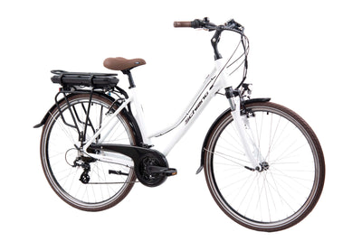 F.lli Schiano E-Ride 28 Zoll E-bike Pedelec , e bike Elektrofahrräder für Erwachsene Herren / Damen bis 25 km/h comfort trekking electric Fahrrad mit Fahrradzubehör Akku Kettenschutz Korb Damenfahrrad