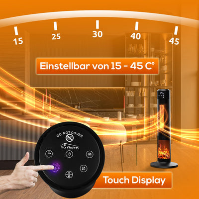Tronitechnik® Heizlüfter Turmheizstrahler 1000 / 2000W Heizstrahler Standheizstrahler mit Fernbedienung Timer Kamineffekt Heizung Turm-Keramik-Heizer Heizlüfter Heizgerät Kamin Oszillationsfunktion