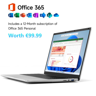 jumper Laptop 15,6 Zoll FHD Display, 12 GB RAM 640 GB ROM, Office 365, Prozessor 5205U Notebook, Akku 38 Wh, Zwei Stereo-Lautsprecher, USB 3.0, Typ-C, Digitale Tastatur