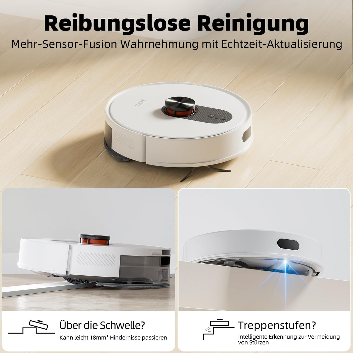 ROIDMI EVE ROOK Saugroboter mit Wischfunktion Absaugstation - 5000Pa Staubsauger Roboter Wisch LiDAR-Navigation Selbstreinigung Automatisch 75 Tage App Sprachsteuerung für Tierhaare Teppiche Hartboden