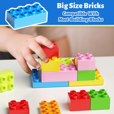 burgkidz Bausteine, 150 Farbenfrohe große Kreative Bauklötze mit Aufbewahrungsbox, die Kinder zum Bauen Anregen Zahlen und Alphabet, Konstruktionsspielzeug für Jungen Mädchen ab 3+ Jahre