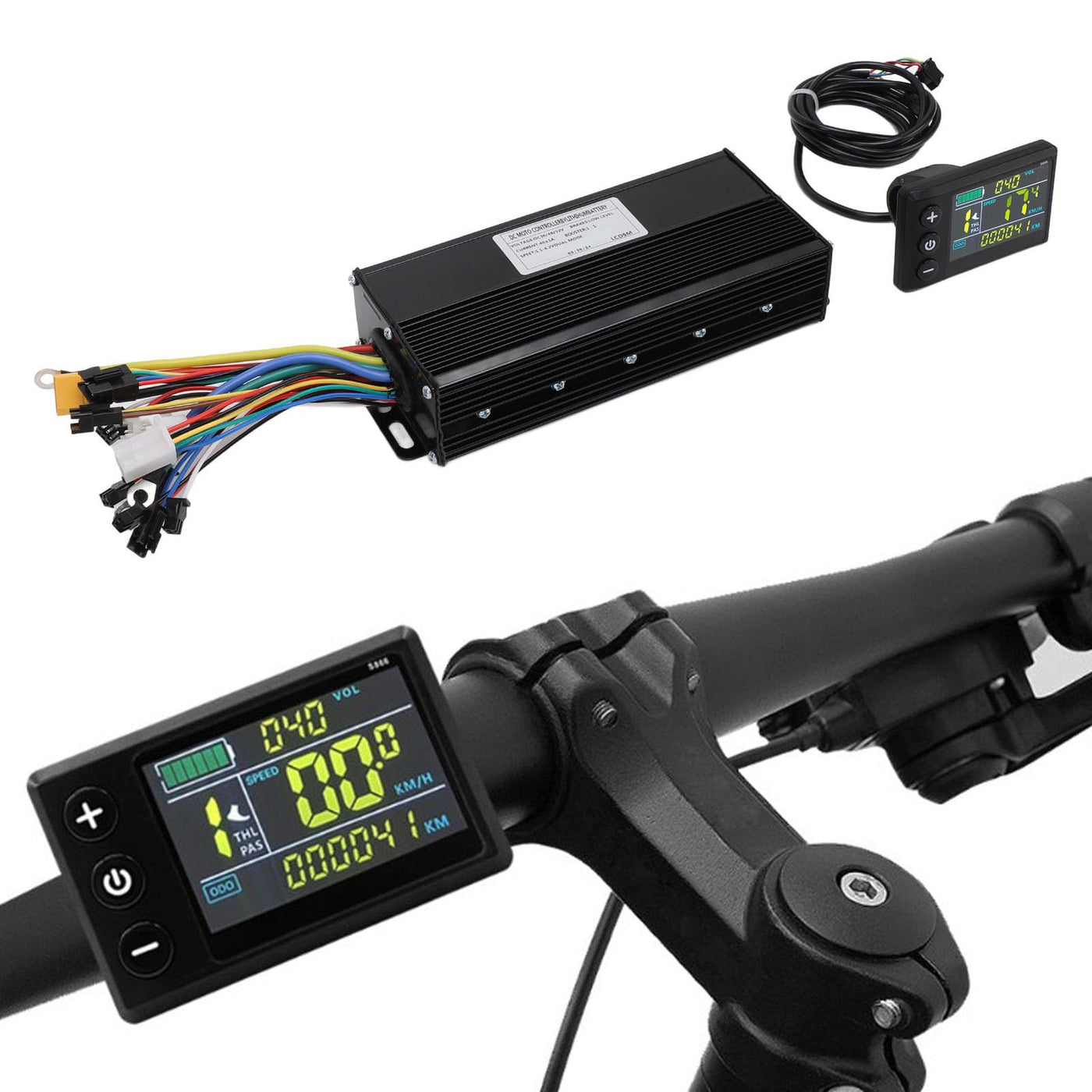 BuyWeek Elektrofahrrad Brushless Motor Controller Kit, 36V 48V 52V 1500W 2000W 40A 3 Modus Sinuswelle Controller mit S866 Farb LCD Display für E-Bike Elektroroller