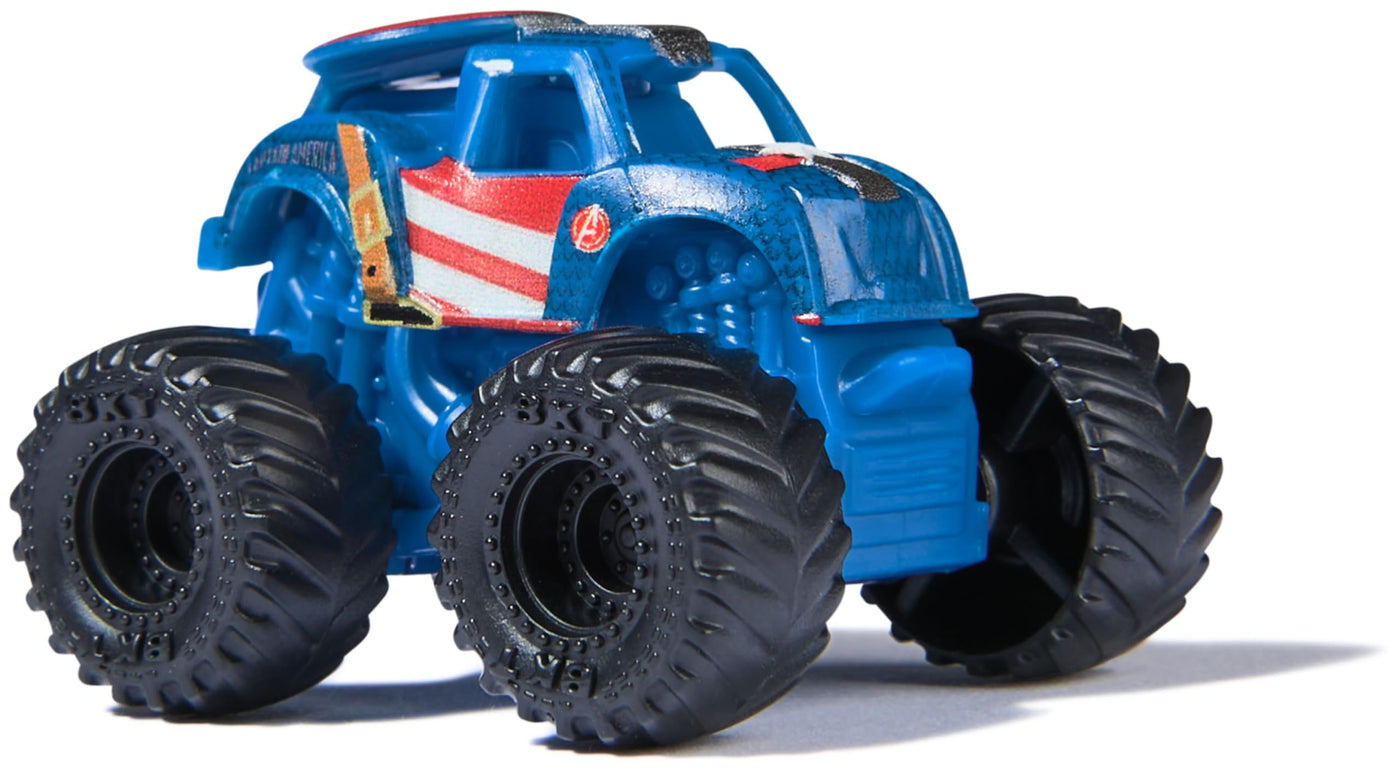 Monster Jam Marvel - Mini-Truck 3er-Set mit Black Panther, Captain America, Iron Man, Maßstab 1:87, robust und mit coolen Details, für monstermäßige Superhelden-Action an jedem Ort, ab 3 Jahren
