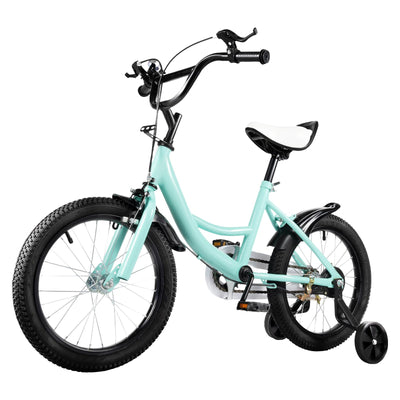 HUSPOO Kinderfahrrad - 16 Zoll Fahrrad für Jungen und Mädchen, Anfänger Fahrräder Radfahren mit Stabilisatoren, Verstellbarem Sitz, geeignet für Kinder im Alter von 5-8 Jahren, Grün