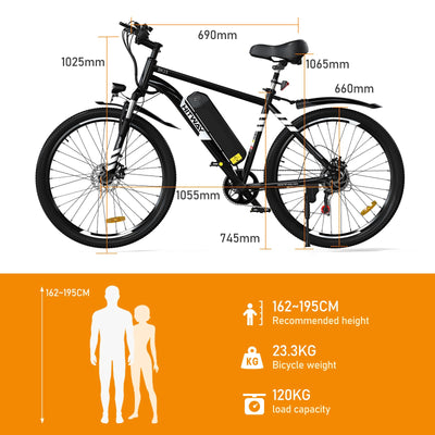 HITWAY E Bike Elektrofahrrad E-Mountainbike, 26" E-Fahrrad, Pedelec, 250W Motor 36V12Ah abnehmbaren akku, 7 Gänge ebike, Reichweite bis zu 35-90km