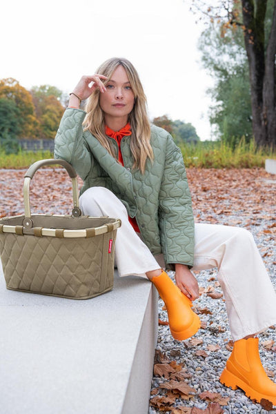 reisenthel carrybag frame rhombus olive – Stabiler Einkaufskorb mit viel Stauraum und praktischer Innentasche – Elegantes und wasserabweisendes Design