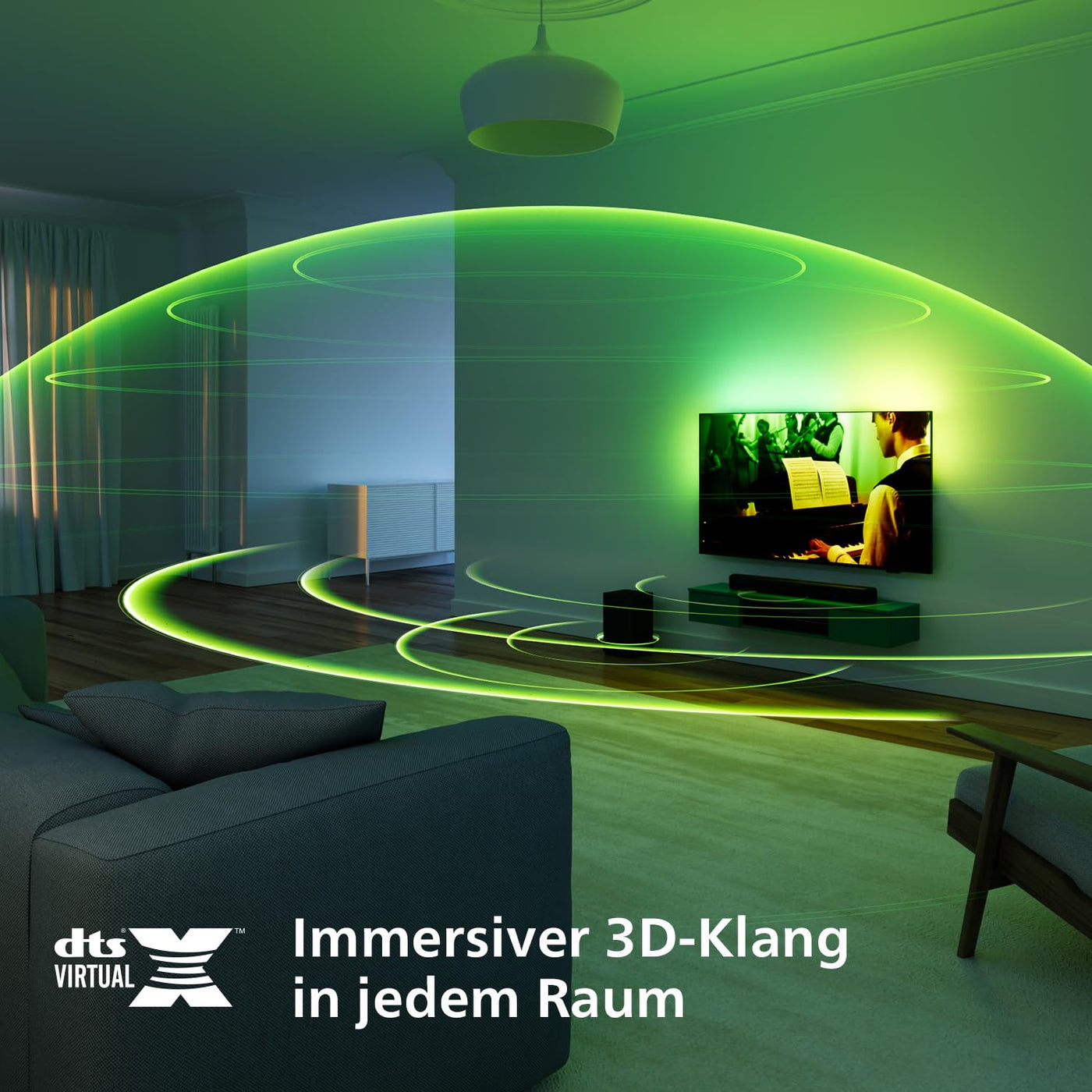 Philips TAB5309 Soundbar 2.1 mit drahtlosem Subwoofer - 2,1 Kanal 240W, DTS Virtual X, Bluetooth 5.4, HDMI ARC, optische Verbindung und USB-Konnektivität - Dunkelgrau