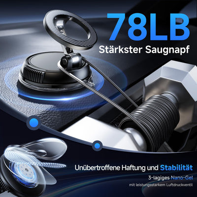 Moeila Vakuum Handyhalterung Auto Magnetische, 360° Drehbare Mag&Safe Handyhalterung, KFZ Autohalterung mit 78+LBS stärkste Saugkraft & 2400gf stärkster Magnet, für Alle Handys, Schwarz.