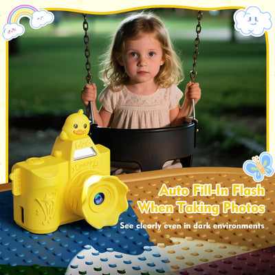 Mini Digitalkamera für Kinder – Maxmango 1,3 Zoll 1080P HD Retro Kamera, 64 GB Süße Kinder Kamera Spielzeug Fotokamera, Geschenke für Jungen und Mädchen 3, 4, 5, 6, 7, 8, 9, 10 Jahre (Gelb)