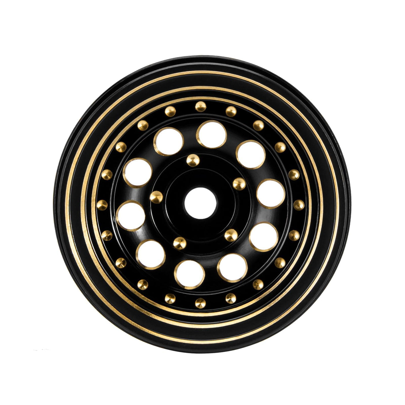 INJORA 1.0" Beadlock Felgen Schwarz Beschichtet Messing Felgen für 1/24 1/18 RC Crawler Car Axial SCX24 AX24 TRX4M FCX24,Messing