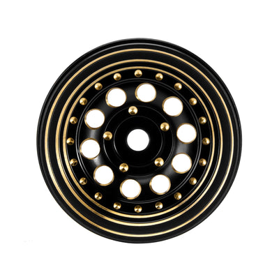 INJORA 1.0" Beadlock Felgen Schwarz Beschichtet Messing Felgen für 1/24 1/18 RC Crawler Car Axial SCX24 AX24 TRX4M FCX24,Messing