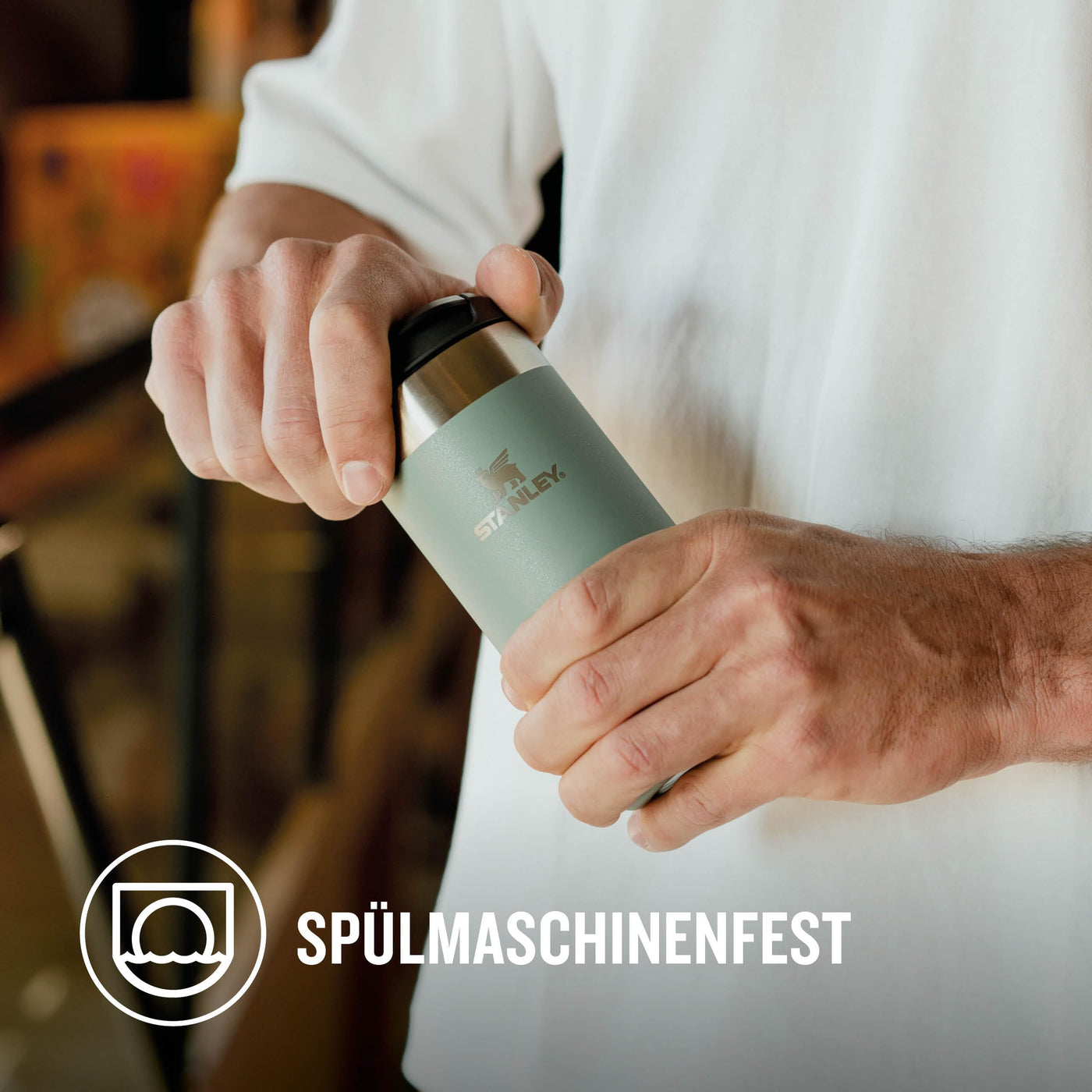 Stanley Aerolight Transit Thermobecher 0.35L - Hält 4 Stunden Heiß - Spülmaschinenfest - Kaffeebecher To Go Auslaufsicher - Kompatibel mit gängigen PKW-Getränkehalterungen - Thermosflasche - Shale