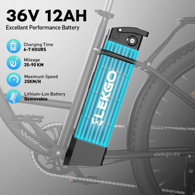 ELEKGO 28 Zoll E-Bike Elektrofahrrad, 7-Gang-Getriebe, 36V Abnehmbarer Akku, City Bike mit Geschwindikeit bis 25km/h，LCD-Display，Ausgestattet mit stoßdämpfenden Gabeln