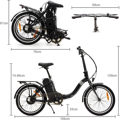 VecoCraft Nemesis E-Bike klapprad, e-Bike klapprad 20 Zoll, 36V 7.8Ah ausziehbarer Baterrie, 250W Motor, E-Klapprad tragbares E-Bike Klapprad ebike Herren