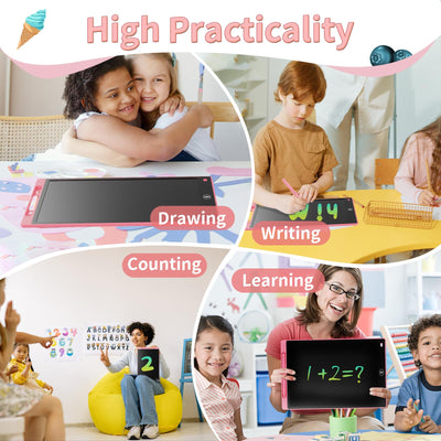 [2 STÜCKE]LCD Schreibtafel 10 Zoll, Genialba Buntes LCD Schreibtablett, LCD Writing Tablet, Elektronischer Tablette, Grafiktablett für Kinderspiele 2 3 4 5 6 7 Jahre Jungen Mädchen (Blau&Rosa)
