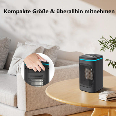 Wosilsor Energiesparender Heizlüfter, leise Heizung PTC Keramik mit Fernbedienung, 3 in 1 Elektroheizung/Lüfter/Nachtlicht, 2 Heizstufen, 3 Timing, Überhitzung Kippenschutz für Schlafzimmer Desk