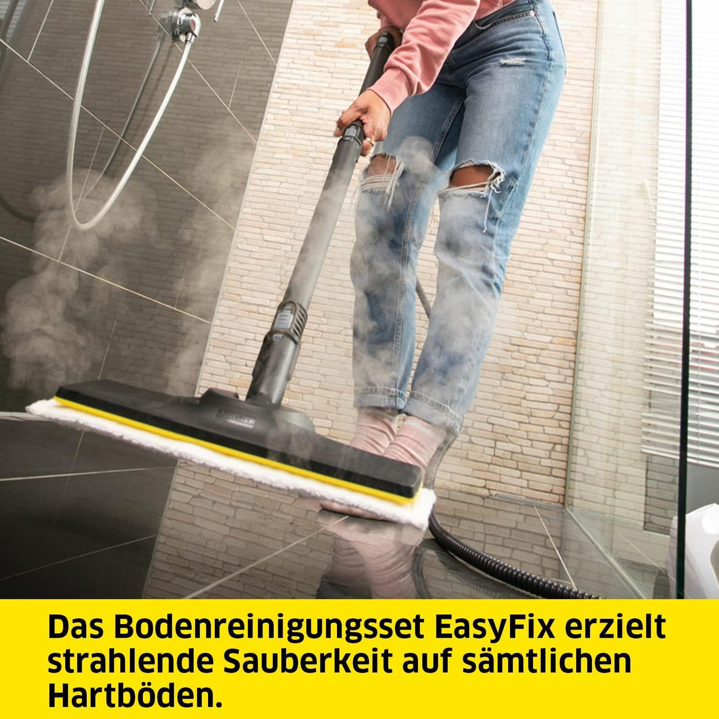 Kärcher Dampfreiniger SC 5 EasyFix mit Heißwasser-Zuschaltung, Dampfdruck: 4,2 bar, Aufheizzeit: 3 min., Fläche: ca. 150 m², Tank: 0,5 l + 1,5 l, inkl. Bodenreinigungsset EasyFix und Düsen