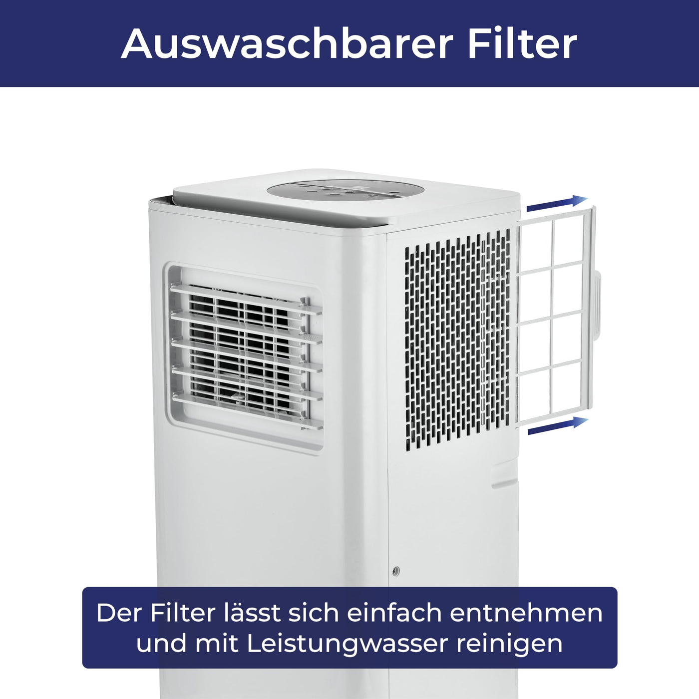 KLAMER Mobile Klimaanlage mit Abluftschlauch und Wassertank, 7000 BTU/h, 3-in-1 Klimagerät für Räume bis 25m², mit Luftentfeuchter, Kühlung und Ventilation für Haus, Wohnung & Büro