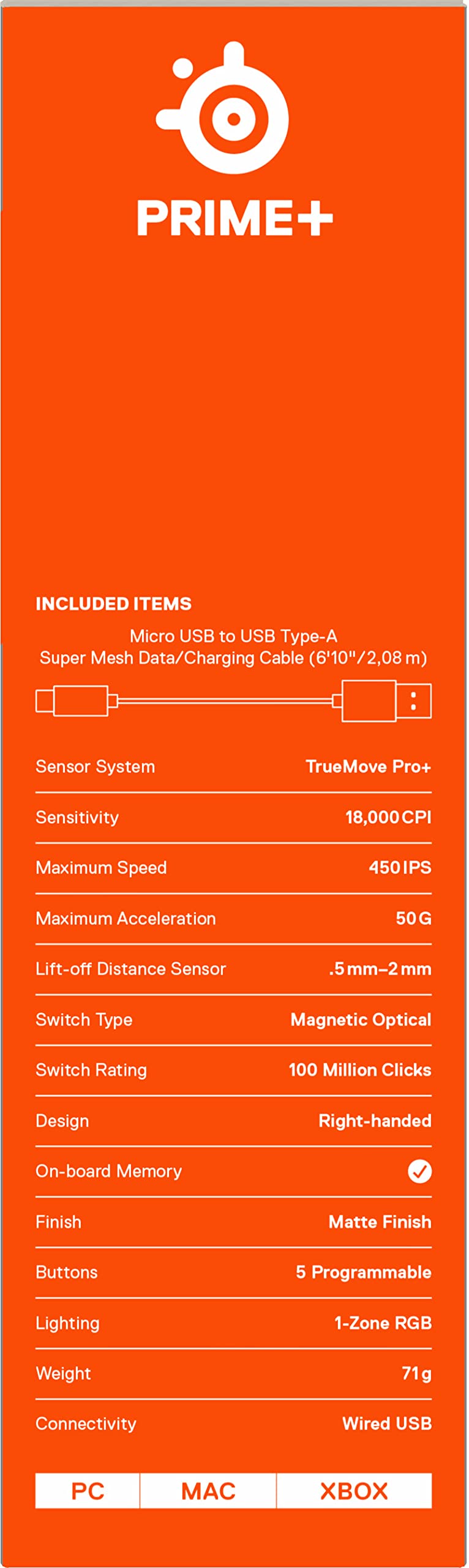 SteelSeries Prime+ - Esports Leistung Gaming-Maus - TrueMove Pro+ Optical Sensor mit 18.000 CPI - Magnetisch-optische Schalter