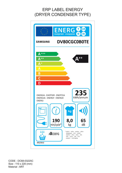 Samsung Wärmepumpentrockner, 8 kg, EEK: A++, Wäschetrockner mit WiFi-SmartThings-App, Hygiene-Programm, Air Refresh, Knitterschutz, Weiß, DV80CGC0B0TEEG