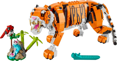 LEGO 31129 Creator Majestätischer Tiger, Panda oder Fisch, 3-in-1 Tierfiguren-Set, Spielzeug für Kinder, Jungen und Mädchen, Konstruktionsspielzeug mit Tieren