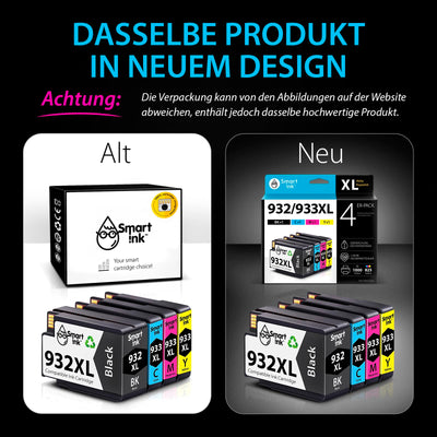 Smart Ink Kompatible Druckerpatronen als Ersatz für HP 932 XL 933 XL 932XL 933XL 4 Multipack (Schwarz Cyan Magenta Gelb) Patronen Höher Kapazität für HP Officejet 6600 6700 7612 7510 7110 6100 7610