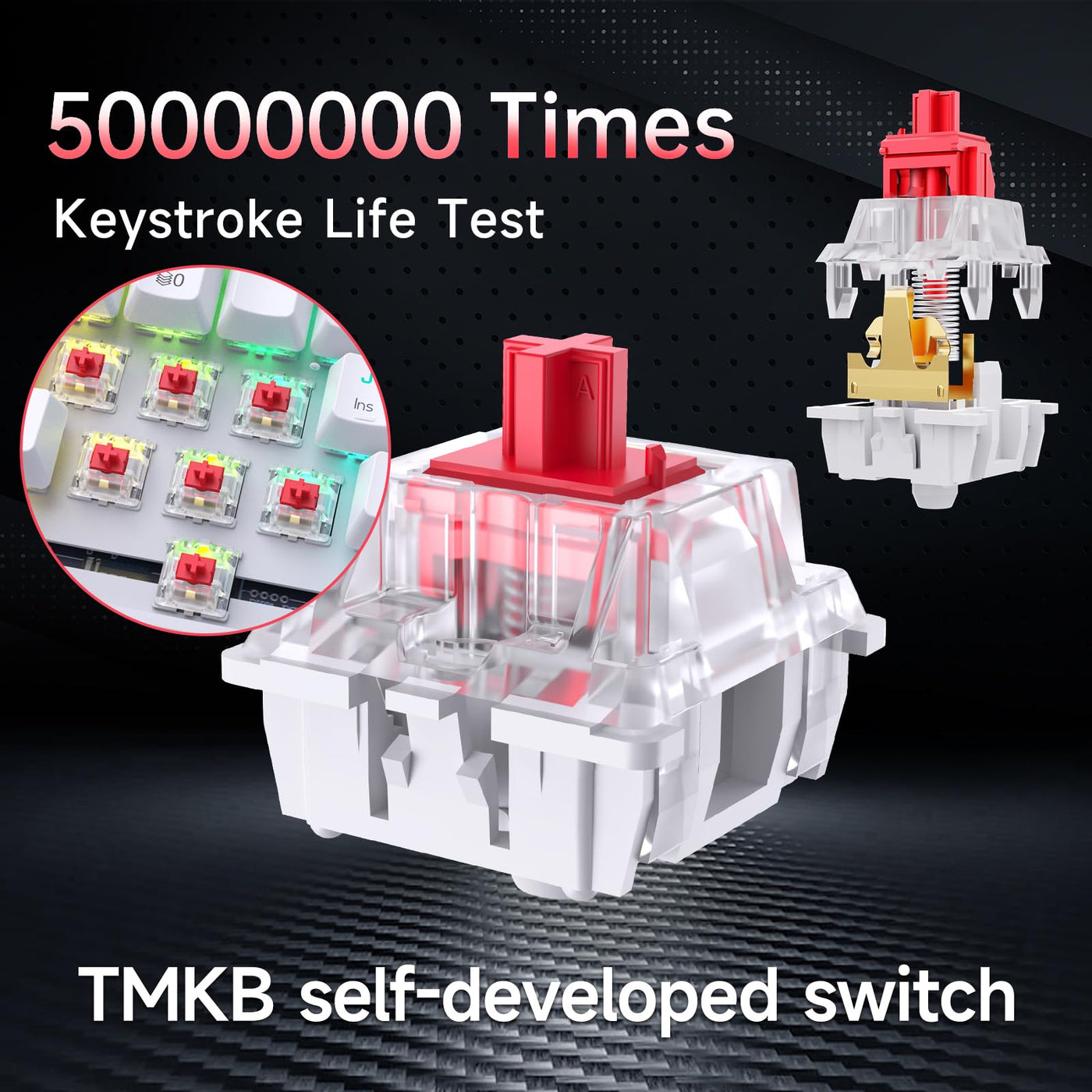 TMKB T63 Gaming Tastatur Mechanische Kabellos mit Red Switch,Bluetooth / 2.4G / Mit Kabel,RGB-Hintergrundbeleuchtung,weiße