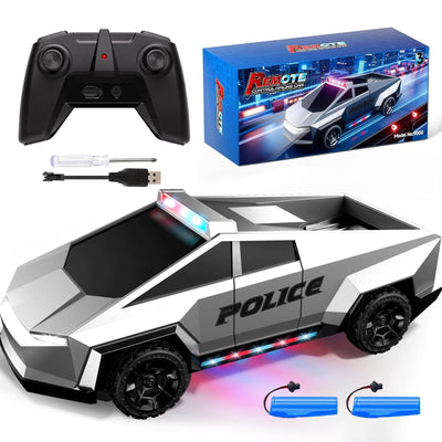 Tecnock Ferngesteuertes Auto für Kinder, 1:18 Maßstab Polizeiauto mit LED-Lichtern, 2 wiederaufladbare Batterien, 2,4GHz All-Terrain RC Auto, Spielzeug Geschenk für Jungen & Mädchen ab 3–12 Jahren+