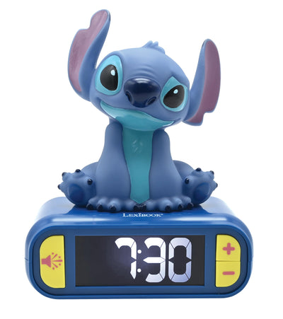 Lexibook, Disney Stitch, Nachtwecker, Sounds und Melodien, hintergrundbeleuchtetes LCD-Display, beleuchtet, Schlummerfunktion, Blau, RL800D