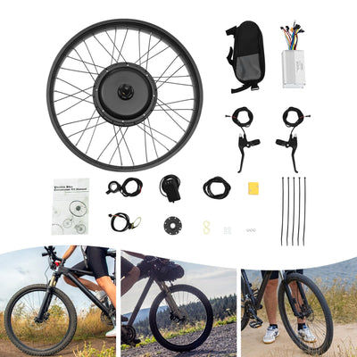 26 Zoll Fat-Bike Fatbike Umbausatz 48V 1000W Vorderrad E-Bike Bürstenloser Motor Kit mit LCD Display und Daumen-Drehknopf, Electric Bicycle Conversion Kit