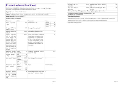 Hoover H-WASH 500 PRO HWP 610AMBC Waschmaschine / 10kg / 1600 U/Min. / Eco-Power Inverter Motor/Auto Care Programm/ActiveSteam Dampffunktion/Mengenautomatik Plus/WLAN
