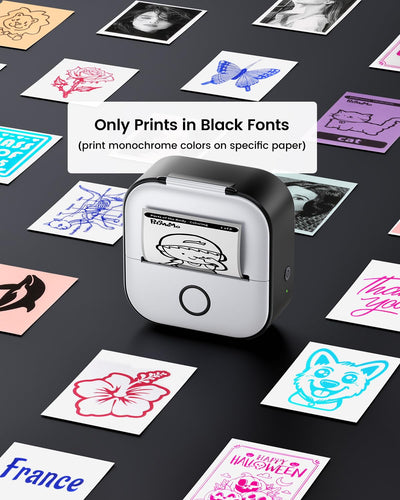Mini Drucker für Smartphone - Aufkleber Drucker T02 Tragbarer Minidrucker Tintenloser Print Pods Bluetooth Taschendrucker Telefondrucker für Studiengrafiken, Anatomische Diagramme, Fotos, Journal