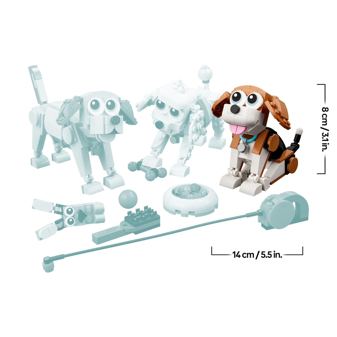 LEGO 31137 Creator 3in1 Niedliche Hunde Set mit Dackel-, Mops-, Pudel-Tierfiguren und mehr, Spielzeug für Kinder ab 7 Jahren, Geschenk für Hundeliebhaber