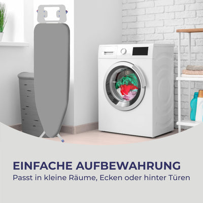 STAHLMANN ® Bügelbrett [114x34 Bügelfäche ] mit rutschfesten Füßen – robuster Bügeltisch – extra stabiles Bügelbrett [Made IN EU] – Tischbügelbrett