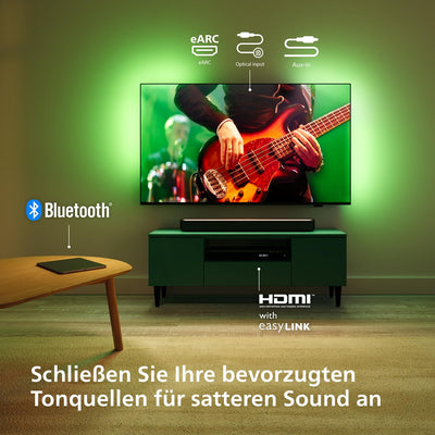 Philips TAB5109 Soundbar 2.0-2 Kanal 120W, DTS Virtual X, Bluetooth 5.4, HDMI ARC, optische Verbindung und USB-Konnektivität - Dunkelgrau
