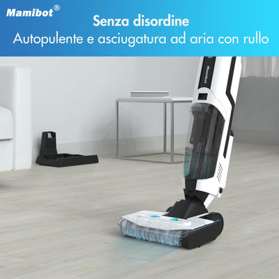 Mamibot All-in-One-Nass Trockensauger Kabellos FLOMO I Plus Multifunktions-Bodenwascher Dual-Tank-Design | Selbstreinigung LED-Display 30min Laufzeit