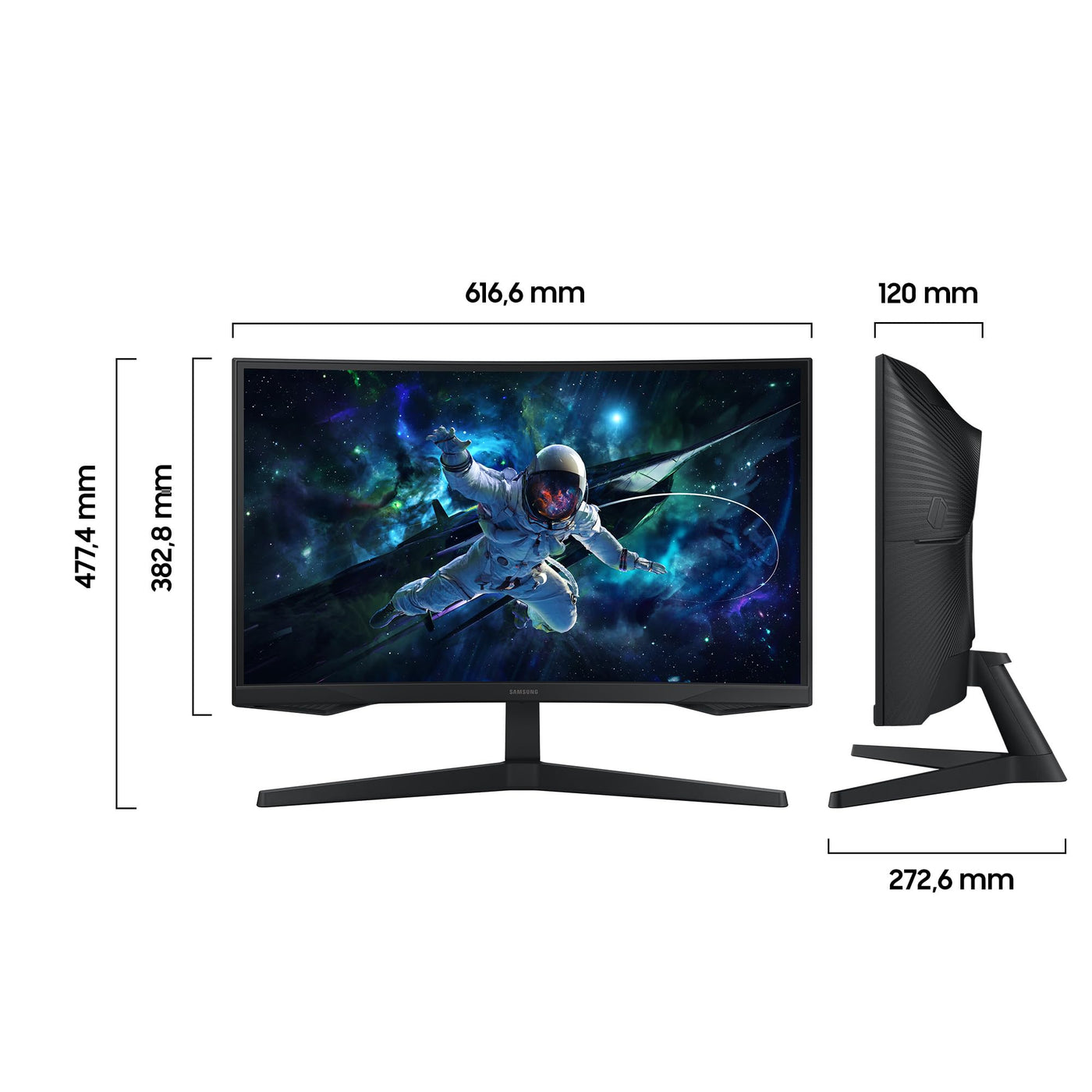 Samsung Odyssey G55C Curved Gaming Monitor, 27 Zoll, Bildschirm mit VA-Panel, 2.560 x 1.440 Pixel, 1.000R Radius, HDR10, AMD FreeSync, Bildwiederholrate 165 Hz, Reaktionszeit 1 ms (MPRT)