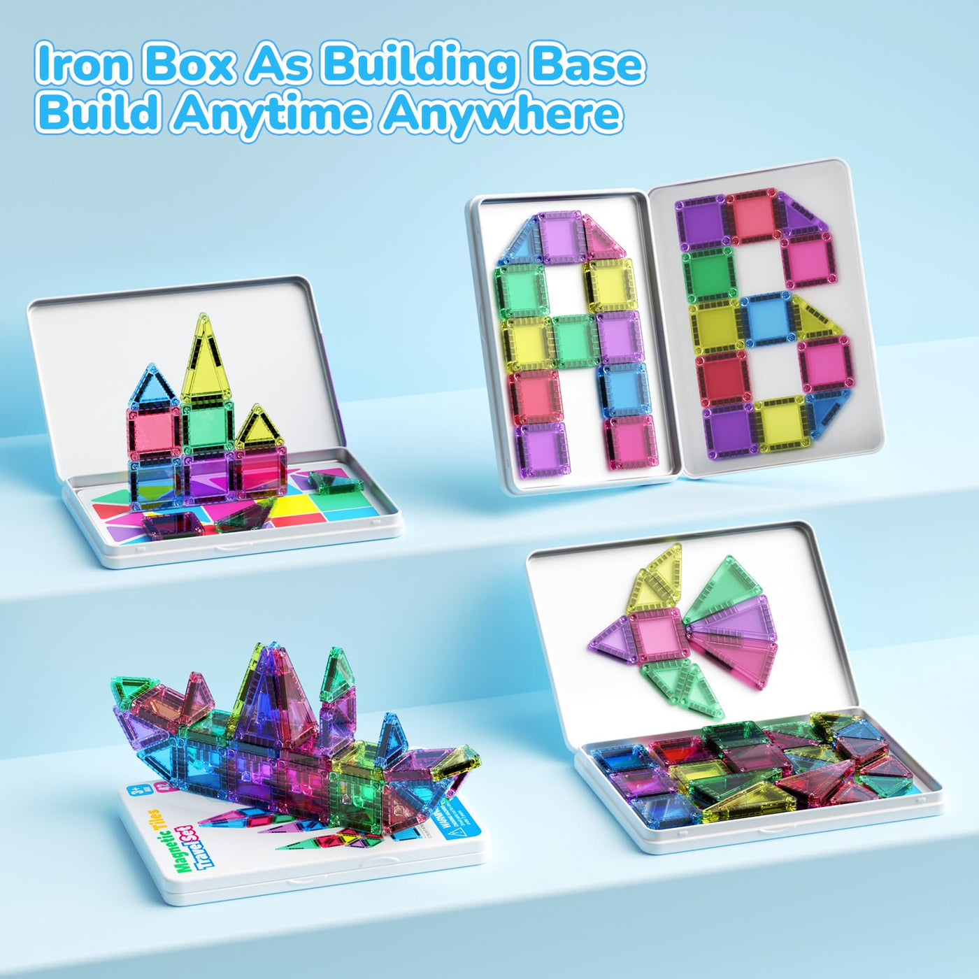 Magnetische Tiles Konstruktion Set 42pcs Reisespielzeug für Kinder Tragbar Reisen MINI Magnetische Fliesen Spielzeug Magnetische Baukasten Montessori Spielzeug Geschenk für 3+ Jahre Kleinkinder