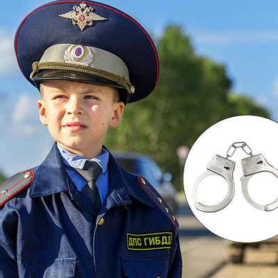 4 Stücke Spielzeug Handschellen mit 4 Schlüssel Handcuffs Kinder Handschellen aus Metall für Polizei Spielen Mottoparty Requisiten Spiel für Kinder (Silber)