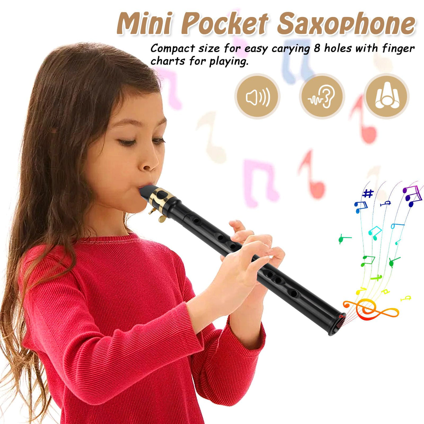 Mini Saxophon Spielbar Tragbares Instrumente Taschensaxophon Schwarz Pocket Saxophone Kit mit Saxophon Blätter Mundstück Tragetasche Zahnpolster Grifftabelle für Erwachsene Kinder Anfänger