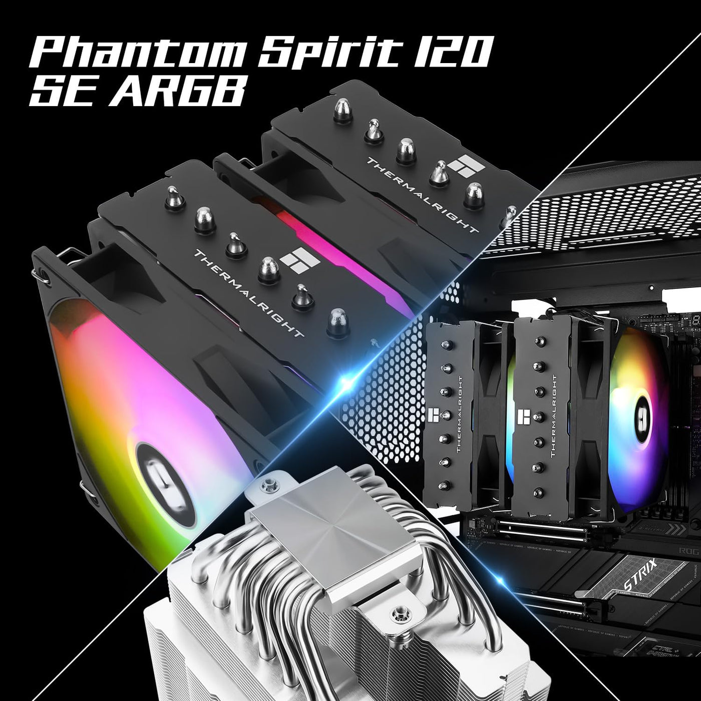 Thermalright Phantom Spirit 120SE ARGB CPU-Luftkühler, 7 Heatpipes CPU-Kühler, Dual 120mm TL-C12B-S V2 PWM-Lüfter, AGHP 4.0 Technilogy, für AMD AM4/AM5/Intel 1851/1700/1150/1151/1200, PC-Kühler