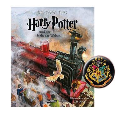 SCHMUCKAUSGABE: Harry Potter und der Stein der Weisen (vierfarbig illustrierte Schmuckausgabe) + 1. Original Harry Potter Button