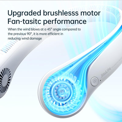 JISULIFE Tragbarer Hals-Ventilator, Hands Free Bladeless Fan, 4000 mAh Batteriebetriebener Tragbarer Persönlicher Ventilator, USB-Betriebener Schreibtisch-Ventilator, 5 Geschwindigkeiten - Grau